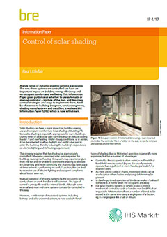 Control of solar shading (IP 4/17)