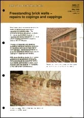 Freestanding brick walls - repairs to copings and cappings<br><b>PDF DOWNLOAD</b>