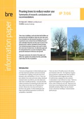 Pruning trees to reduce water use. Summaries of research; conclusions and recommendations
