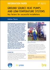 Ground source heat pumps and low-temperature systems: Key factors for successful installations  <B>(Downloadable version)</B>