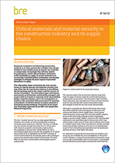 Critical materials and material security for the construction industry and its supply chain (IP 14/13) DOWNLOADABLE VERSION