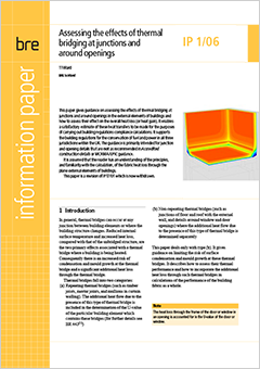 Assessing the effects of thermal bridging at junctions and around openings  <B>Downloadable version</B>